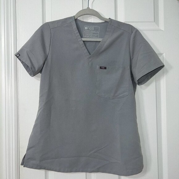 Figs Tops - Figs Catarina One-Pocket Scrub Top Light Grey Size S